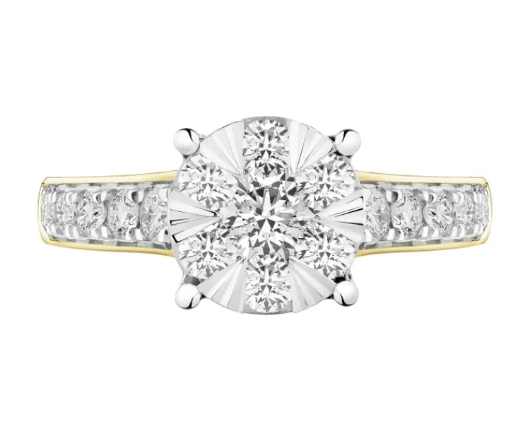 Clearance Apart Pierścionek z żółtego i białego złota z brylantami - 0,75 ct - próba 585