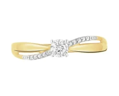 Clearance Apart Pierścionek z żółtego i białego złota z diamentami - 0,08 ct - próba 585