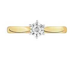 Discount Apart Pierścionek z żółtego i białego złota z brylantem - 0,08 ct - próba 585