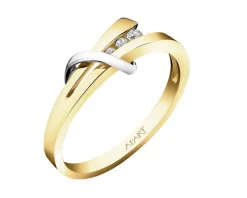 Apart Pierścionek z żółtego i białego złota z brylantami - 0,05 ct - próba 585< Pierścionki