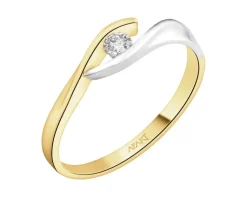 Apart Pierścionek z żółtego i białego złota z brylantem - 0,07 ct - próba 585< Pierścionki