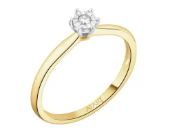 Apart Pierścionek z żółtego i białego złota z brylantem - 0,02 ct - próba 375< Pierścionki