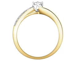 Clearance Apart Pierścionek z żółtego i białego złota z brylantami - 0,10 ct - próba 585