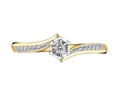 Clearance Apart Pierścionek z żółtego i białego złota z brylantami - 0,10 ct - próba 585