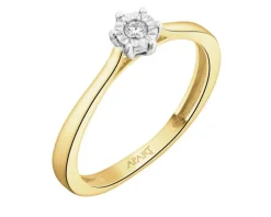 Online Apart Pierścionek z żółtego i białego złota z brylantem - 0,05 ct - próba 585