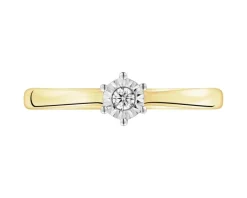 Online Apart Pierścionek z żółtego i białego złota z brylantem - 0,05 ct - próba 585