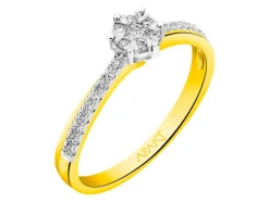 Sale Apart Pierścionek z żółtego i białego złota z brylantami - 0,21 ct - próba 585
