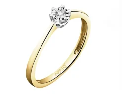 Sale Apart Pierścionek z żółtego i białego złota z brylantem - 0,05 ct - próba 585