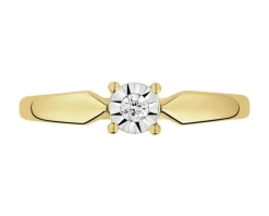 New Apart Pierścionek z żółtego i białego złota z brylantem - 0,03 ct - próba 585