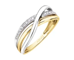 Apart Pierścionek z żółtego i białego złota z brylantami - 0,06 ct - próba 585