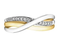 Apart Pierścionek z żółtego i białego złota z brylantami - 0,06 ct - próba 585