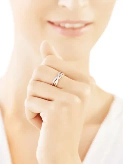 Apart Pierścionek z żółtego i białego złota z brylantami - 0,06 ct - próba 585