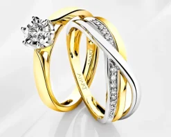 Apart Pierścionek z żółtego i białego złota z brylantami - 0,06 ct - próba 585
