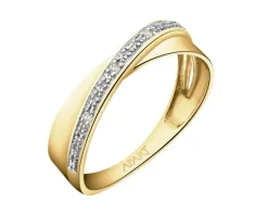 Apart Pierścionek z żółtego z żółtego złota z brylantami - 0,02 ct - próba 375< Pierścionki