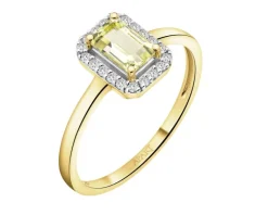 Best Apart Pierścionek z żółtego złota z diamentami i kwarcem Lemon - próba 585