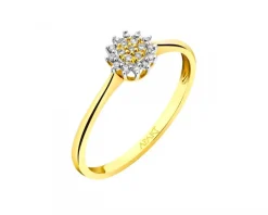Discount Apart Pierścionek z żółtego złota z brylantami - 0,06 ct - próba 375