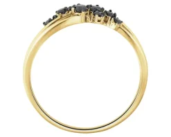 Best Apart Pierścionek z żółtego złota z czarnymi brylantami - 0,20 ct - próba 585