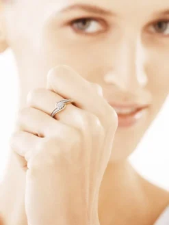 Clearance Apart Pierścionek z żółtego złota z diamentami - 0,10 ct - próba 585