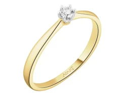 Sale Apart Pierścionek z żółtego złota z brylantem - 0,07 ct - próba 585