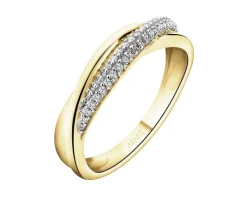 Discount Apart Pierścionek z żółtego złota z diamentami - 0,12 ct - próba 585