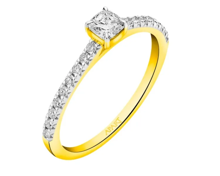 Outlet Apart Pierścionek z żółtego złota z diamentami - 0,40 ct - próba 585