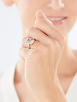 Apart Pierścionek z żółtego złota z diamentami i ametystem - próba 585< Pierścionki