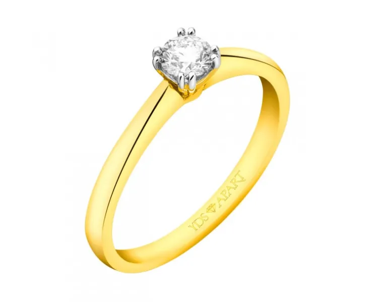 Apart Pierścionek z żółtego złota z brylantem - 0,18 ct - próba 750< Pierścionki