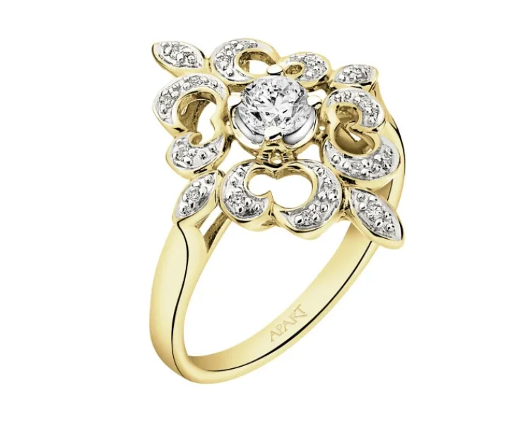 Apart Pierścionek z żółtego złota z brylantami - 0,30 ct - próba 585< Pierścionki