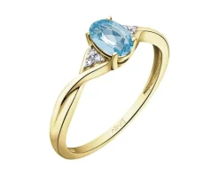 Discount Apart Pierścionek z żółtego złota z diamentami i topazem - próba 585