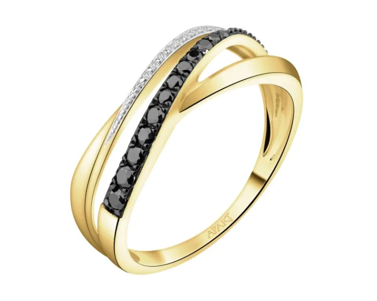 Apart Pierścionek z żółtego złota z diamentami - 0,18 ct - próba 585< Wszystkie
