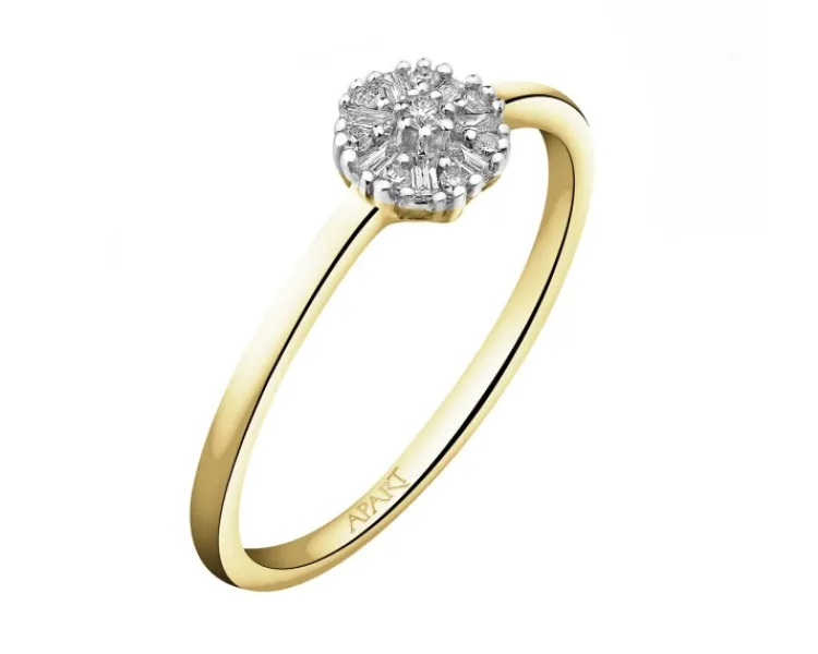 Online Apart Pierścionek z żółtego złota z diamentami - 0,09 ct - próba 585