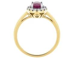 Clearance Apart Pierścionek z żółtego złota z diamentami i rubinem - próba 585