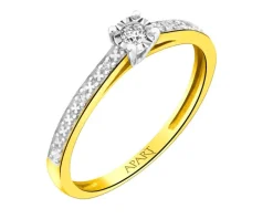 Clearance Apart Pierścionek z żółtego złota z diamentami - 0,06 ct - próba 375