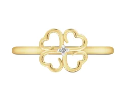 Apart Pierścionek z żółtego złota z diamentem - koniczyna - 0,006 ct - próba 585< Wszystkie