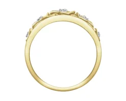 Apart Pierścionek z żółtego złota z diamentami  - kwiaty - 0,05 ct - próba 585< Pierścionki