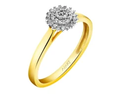 Sale Apart Pierścionek z żółtego złota z brylantami - 0,11 ct - próba 585