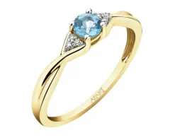 Clearance Apart Pierścionek z żółtego złota z diamentami i topazem - próba 375