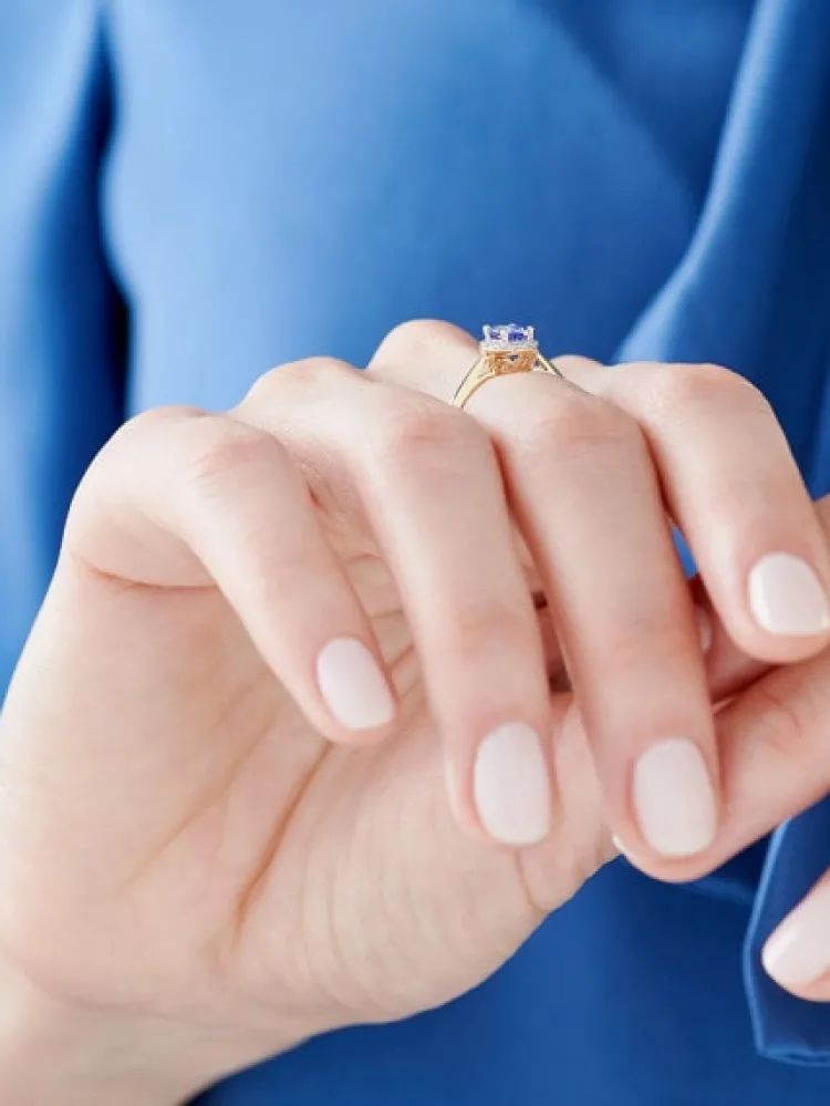 Apart Pierścionek z żółtego złota z diamentami i tanzanitem - próba 585< Pierścionki