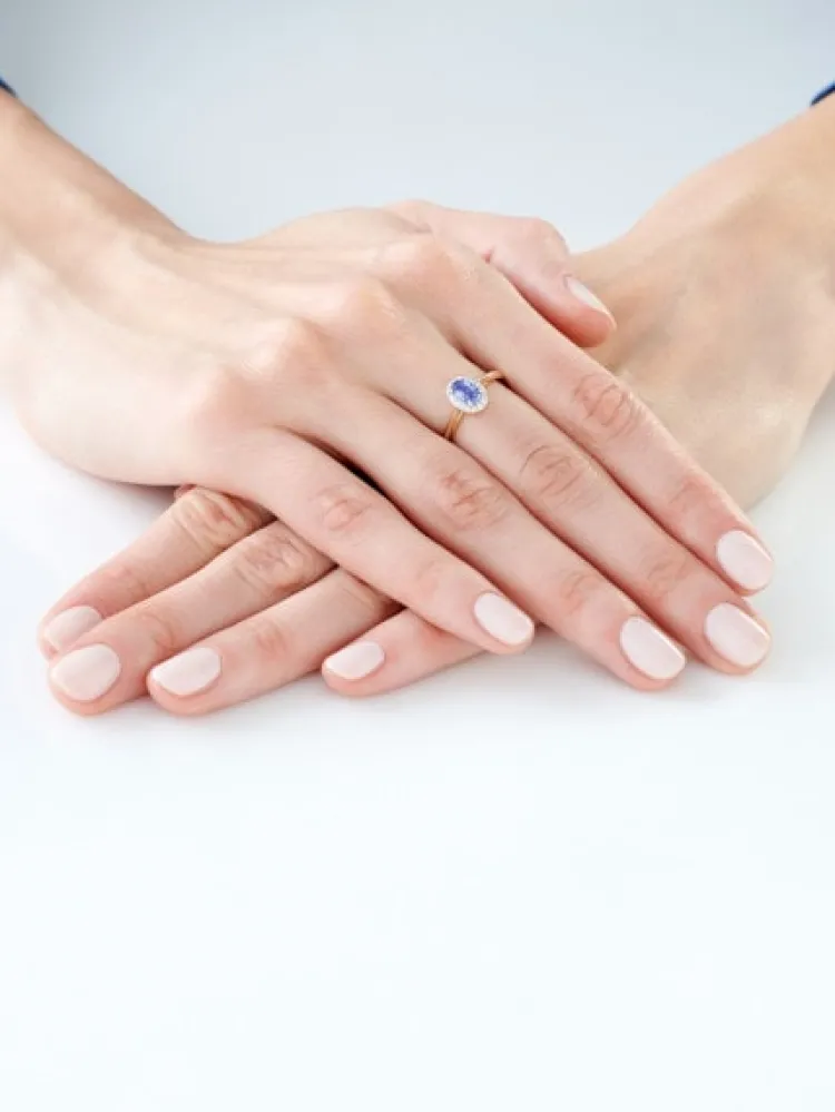 Apart Pierścionek z żółtego złota z diamentami i tanzanitem - próba 585< Pierścionki