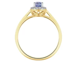 Apart Pierścionek z żółtego złota z diamentami i tanzanitem - próba 585< Pierścionki