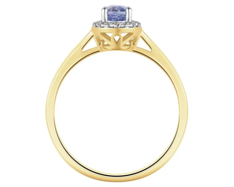 Apart Pierścionek z żółtego złota z diamentami i tanzanitem - próba 585< Pierścionki