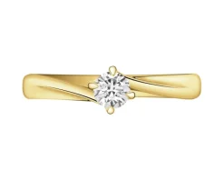 Outlet Apart Pierścionek z żółtego złota z brylantem laboratoryjnym - 0,25 ct - próba 585
