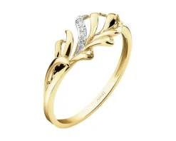 Apart Pierścionek z żółtego złota z diamentami - piórko - 0,02 ct - próba 375< Wszystkie