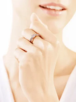 Apart Pierścionek z żółtego złota z diamentami - 0,14 ct - próba 585< Pierścionki