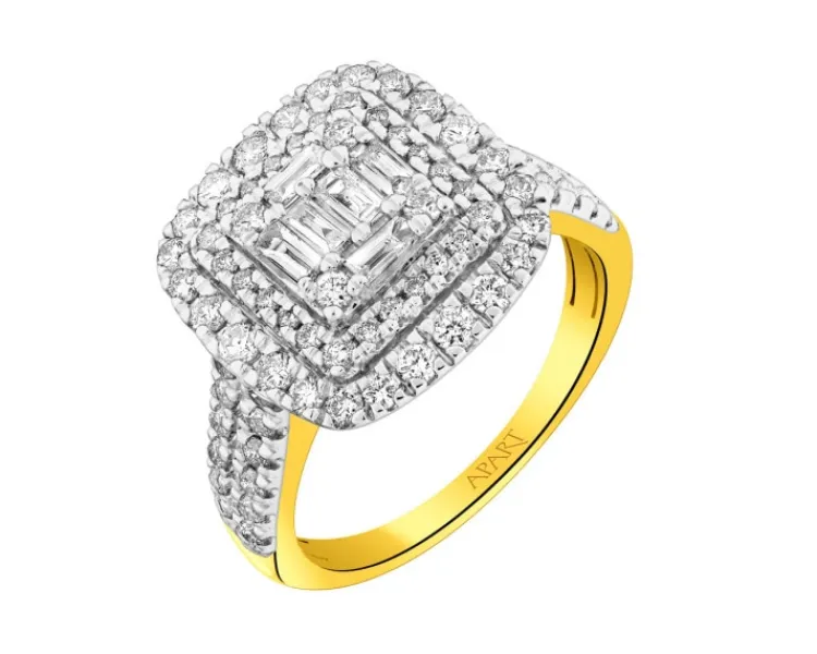 Online Apart Pierścionek z żółtego złota z diamentami - 1,00 ct - próba 585