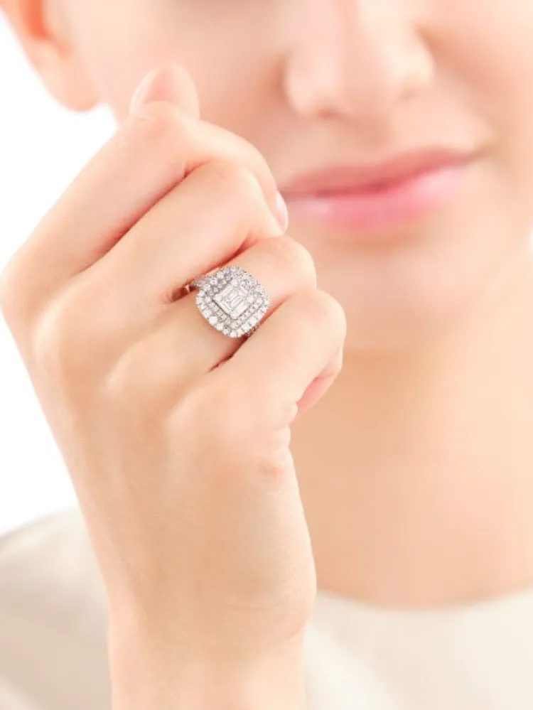 Online Apart Pierścionek z żółtego złota z diamentami - 1,00 ct - próba 585