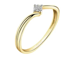 Online Apart Pierścionek z żółtego złota z diamentami - 0,01 ct - próba 375