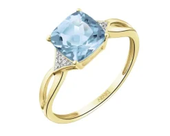 Apart Pierścionek z żółtego złota z diamentami i topazem Sky Blue - próba 375< Pierścionki