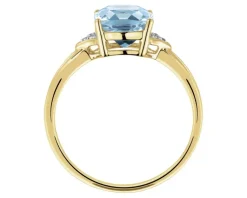 Apart Pierścionek z żółtego złota z diamentami i topazem Sky Blue - próba 375< Pierścionki