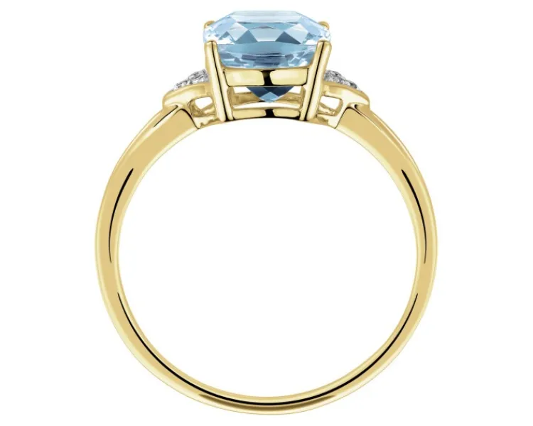 Apart Pierścionek z żółtego złota z diamentami i topazem Sky Blue - próba 375< Pierścionki